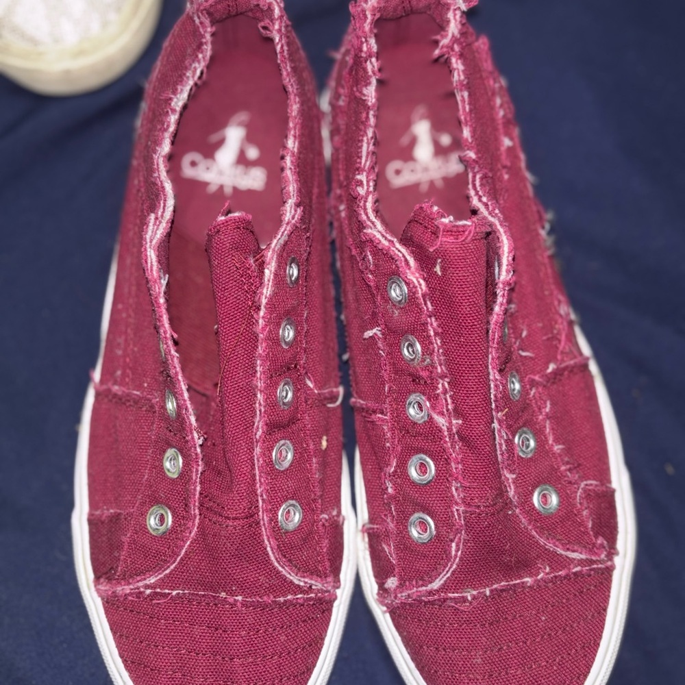 Corkys Red Slip-On Sneakers Canvas Casual